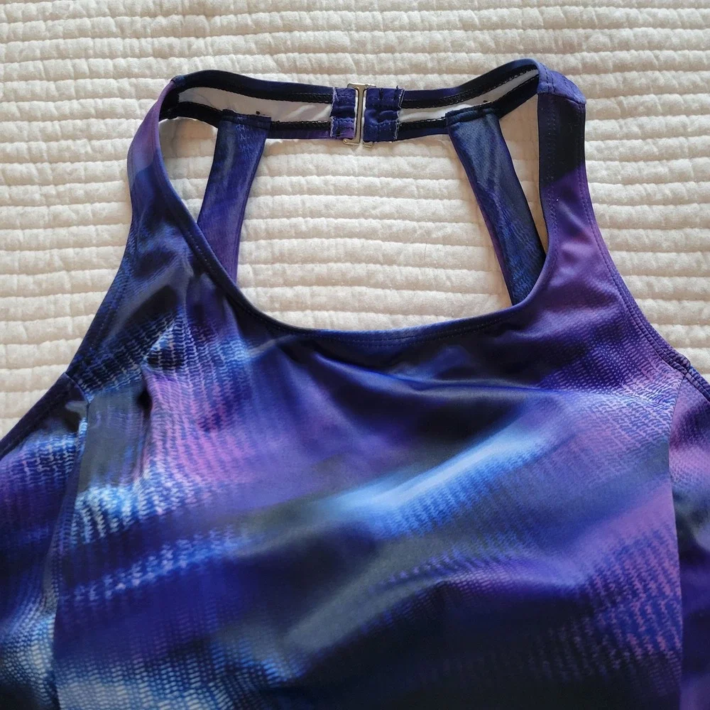 Aquabelle Swimsuits For All Purple Blue‎ Abstract Tankini Top Plus Size 20 - Picture 3 of 11